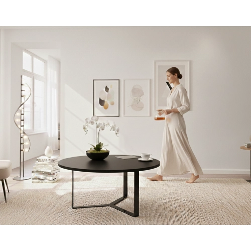 STOLIK KAWOWY Metalowy Blat Czarny Płyta MDF  STK-921